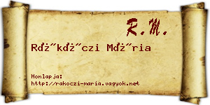Rákóczi Mária névjegykártya